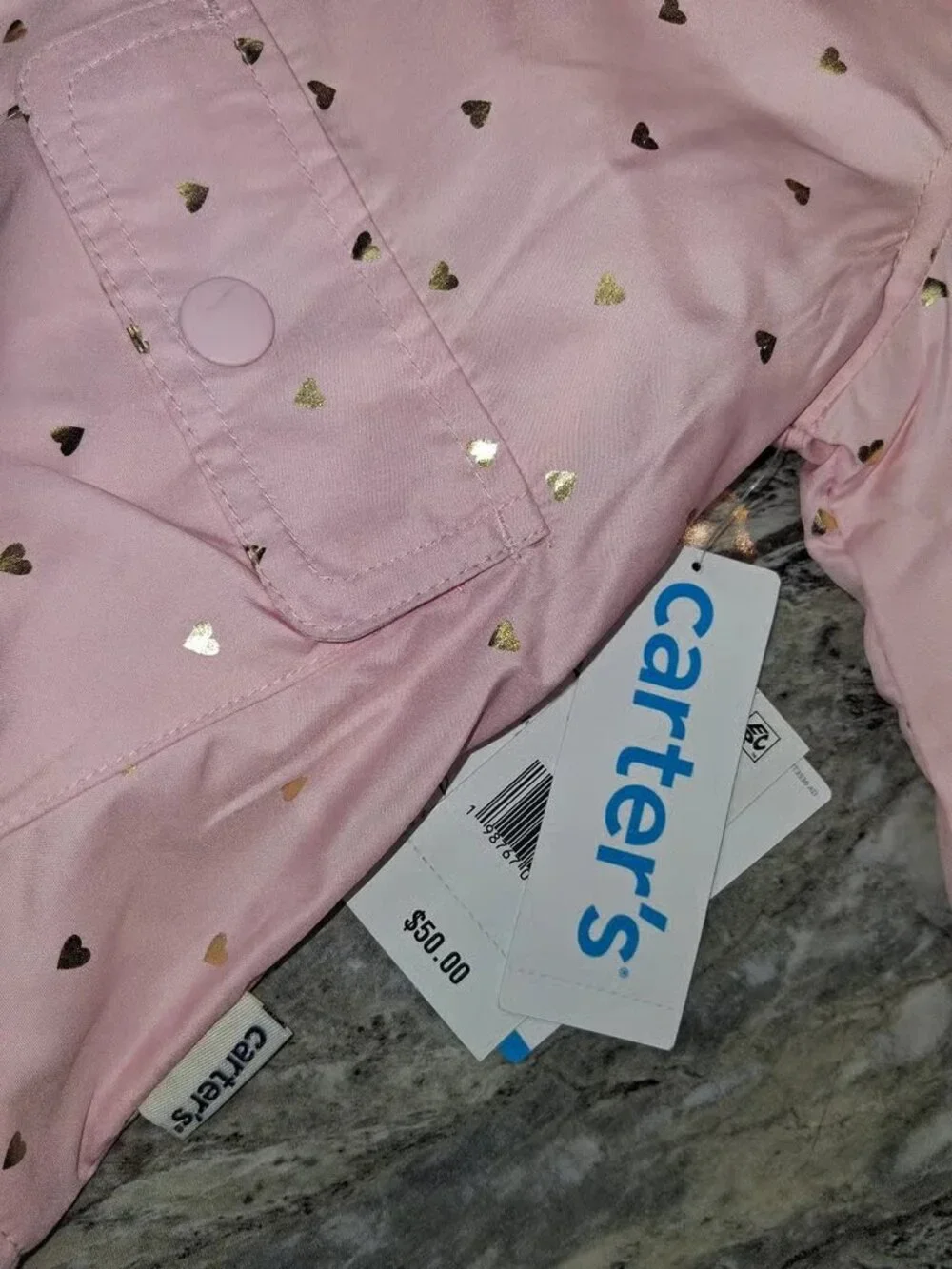 Carter's light pink hooded girl jacket with hearts size 4t